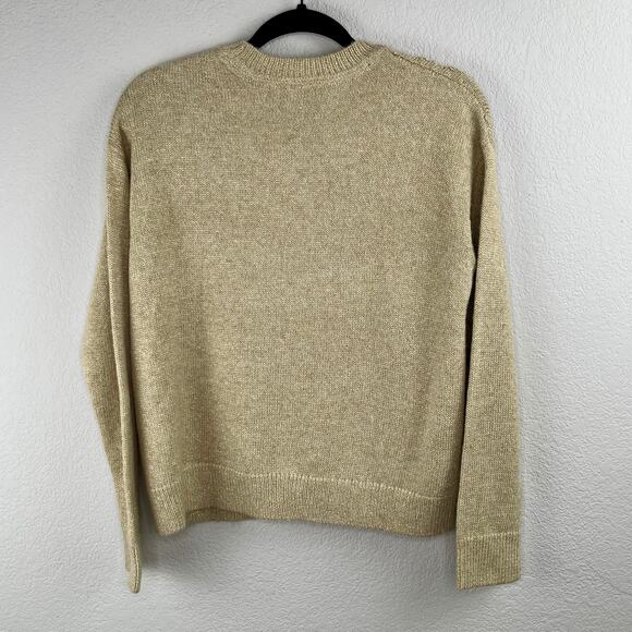 Tommy Hilfiger Tan Gold Metallic Knitted Open Stitch Argyle Sweater Small NWT - Picture 12 of 12